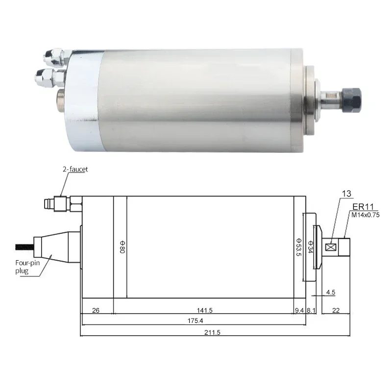 Home 3 hqd gdz 17 Φ80/1500w 220v 4 bearing 1.5kw water cooled spindle motor